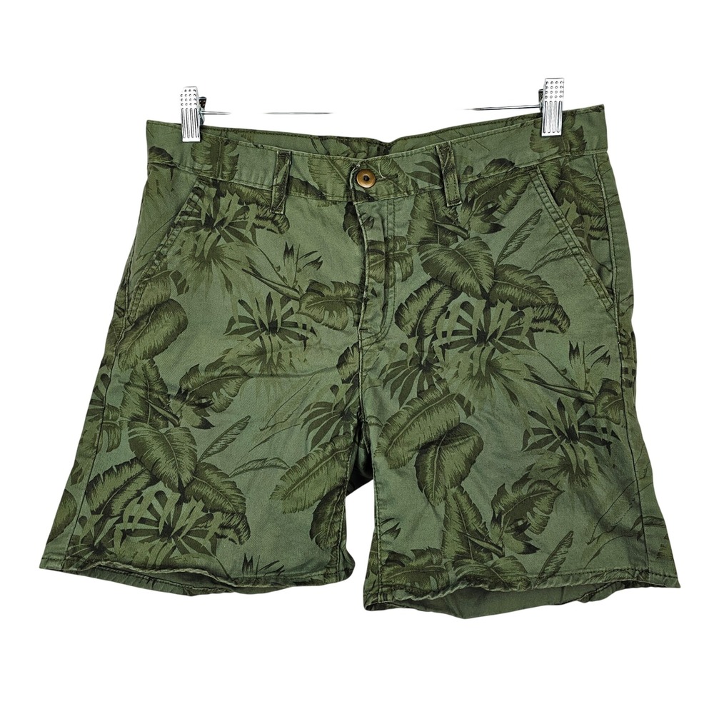 Levis Women's Olive Green Tropical Leaf Floral Chino Shorts Size 30 Twill Summer